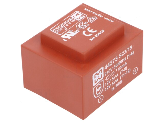 Transformator: ingegoten; 10VA; 230VAC; 12V; 12V; 417mA; 417mA; PCB Transformator: ingegoten; 10VA; 230VAC; 12V; 12V; 417mA; 417mA; PCB